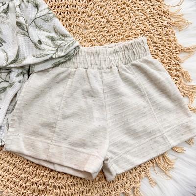 Conj. Body Plantinhas com Gola e Short em Linho - Verde